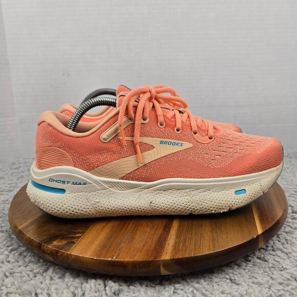 Brooks Womens 9.5B Ghost Max Papaya Apricot Blue Athletic Gym Road Running Shoe - Picture 3 of 13